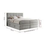 Łóżko kontynentalne ERNI KING 120x200 - H3 - jasnoszary, struktura