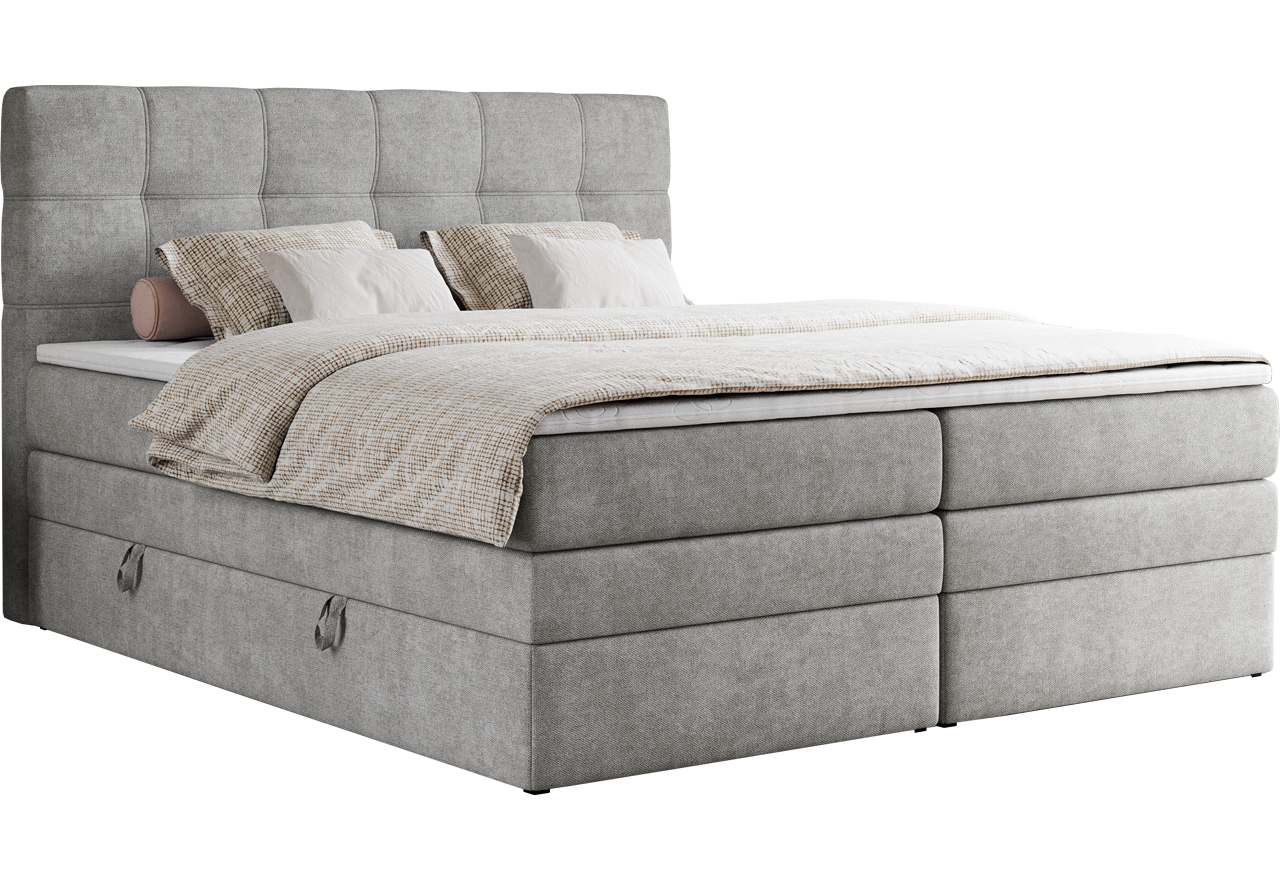 Łóżko kontynentalne ERNI KING 160x200 - H3 - jasnoszary, struktura