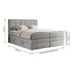 Łóżko kontynentalne ERNI KING 180x200 - H3 - jasnoszary, struktura