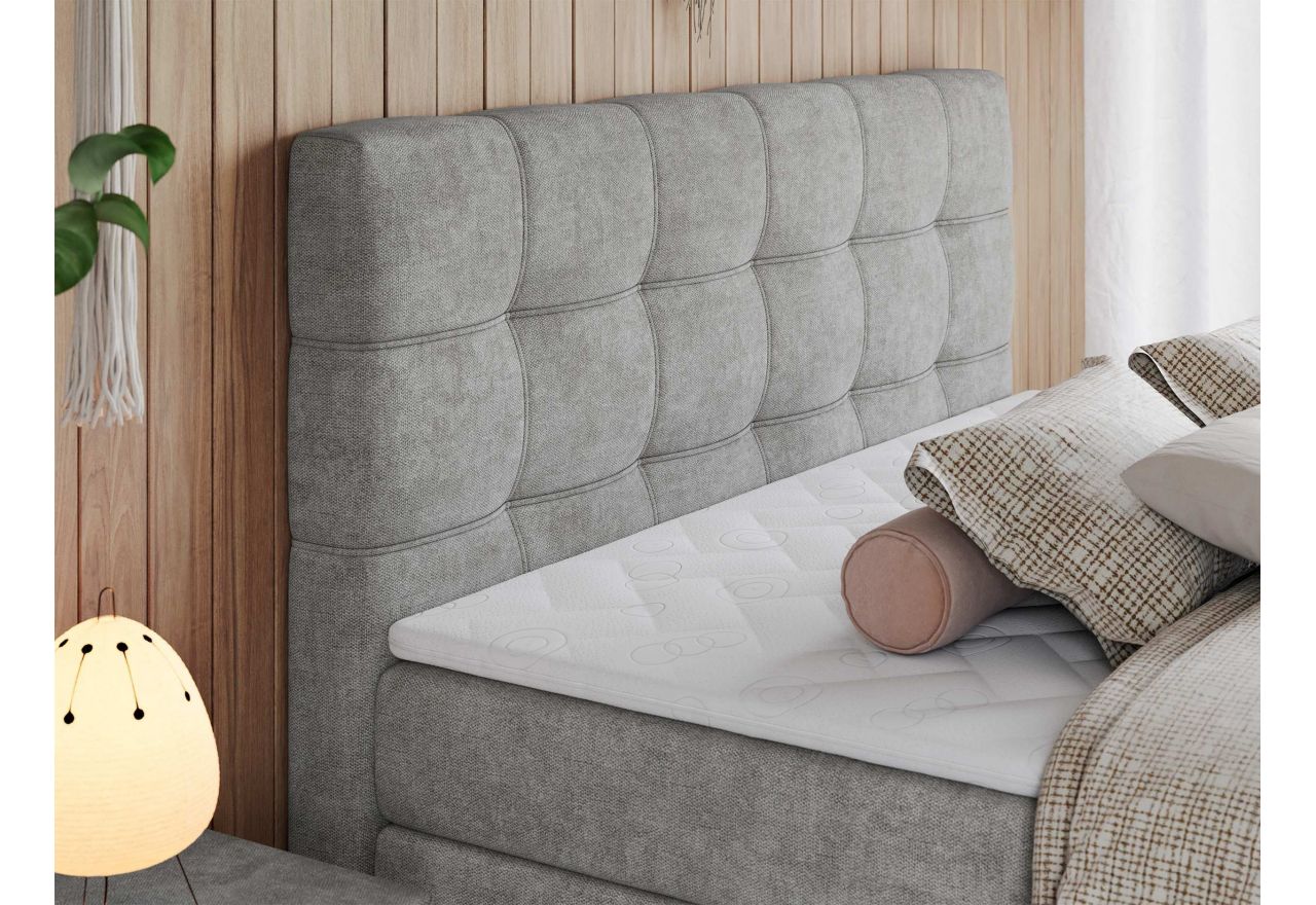 Łóżko kontynentalne ERNI KING 200x200 - H3 - jasnoszary, struktura