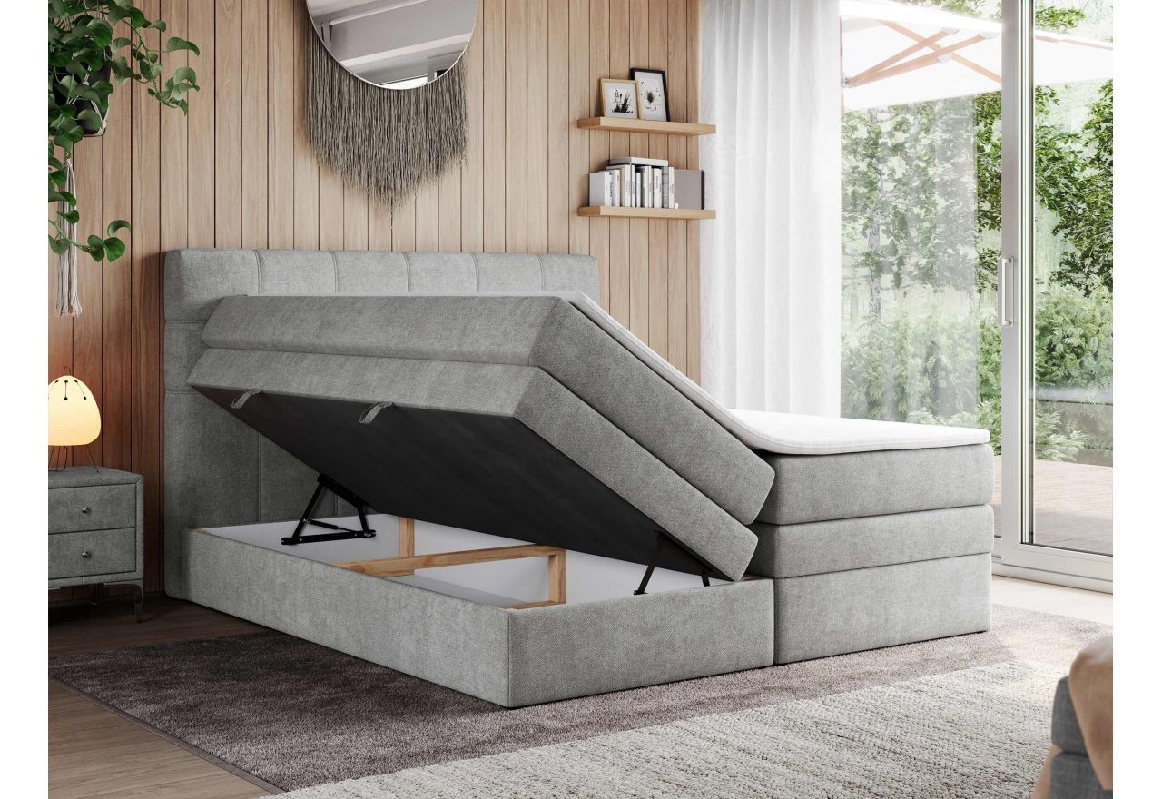 Łóżko kontynentalne ERNI KING 200x200 - H4 - jasnoszary, struktura