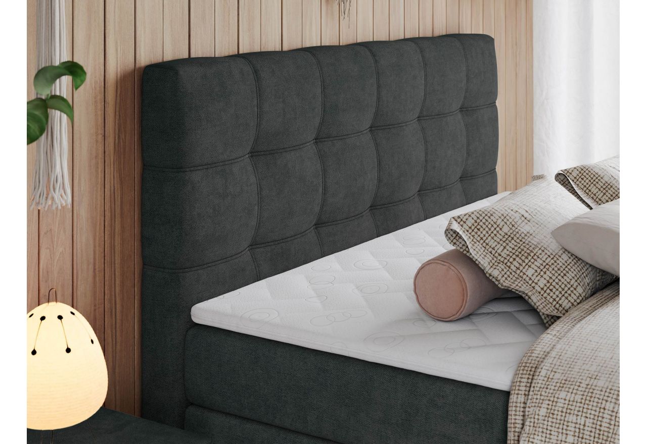 Łóżko kontynentalne ERNI KING 140x200 - H3 - ciemnoszary, struktura