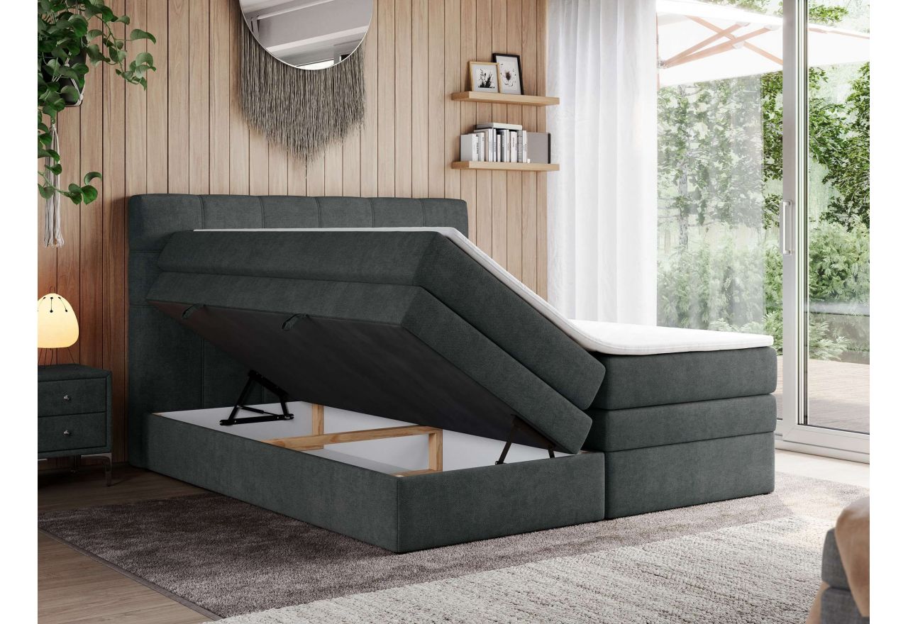 Łóżko kontynentalne ERNI KING 200x200 - H3 - ciemnoszary, struktura