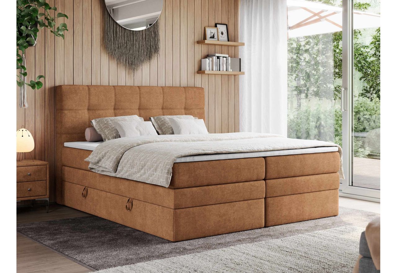 Łóżko kontynentalne ERNI KING 120x200 - H3 - pomarańczowy, struktura