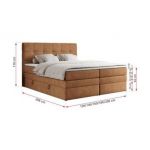 Łóżko kontynentalne ERNI KING 120x200 - H3 - pomarańczowy, struktura