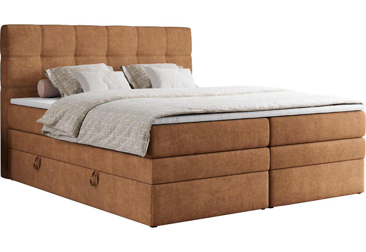 Łóżko kontynentalne ERNI KING 140x200 - H3 - pomarańczowy, struktura