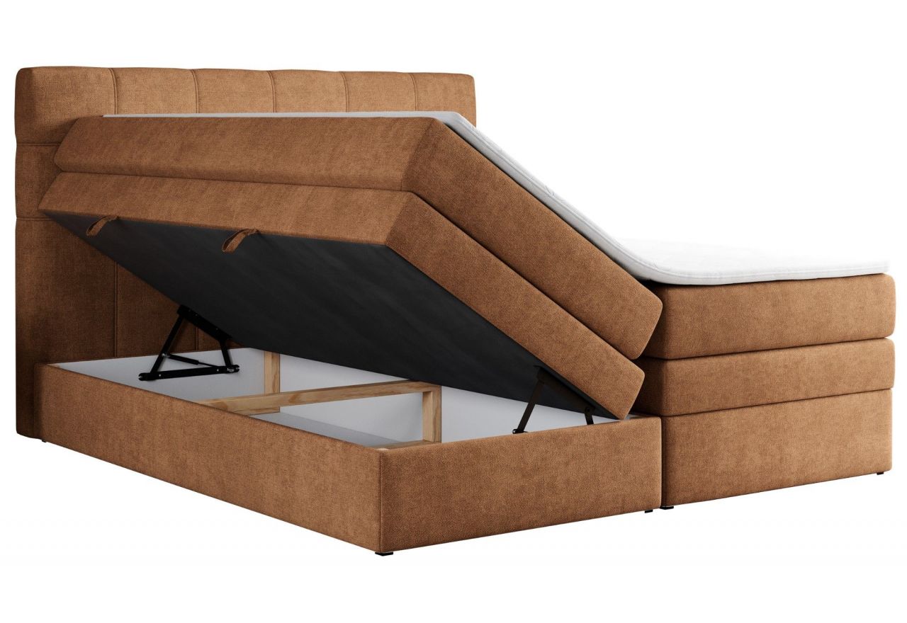 Łóżko kontynentalne ERNI KING 140x200 - H3 - pomarańczowy, struktura