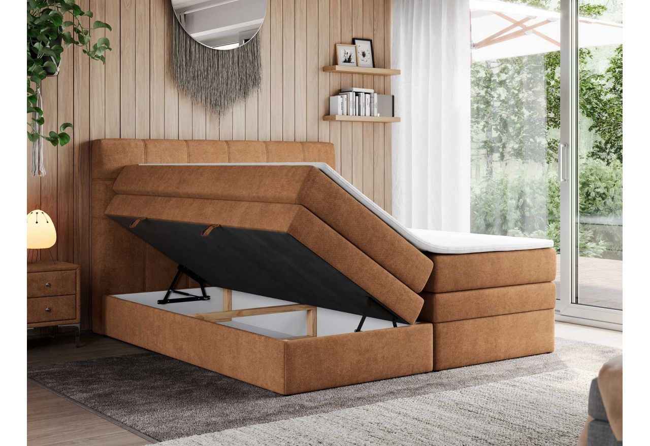 Łóżko kontynentalne ERNI KING 200x200 - H4 - pomarańczowy, struktura