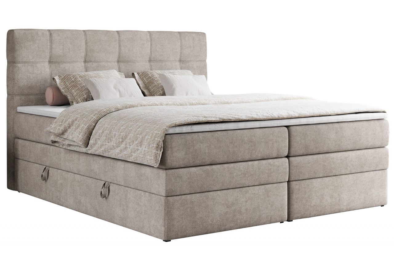 Łóżko kontynentalne ERNI KING 120x200 - H3 - beżowy, struktura