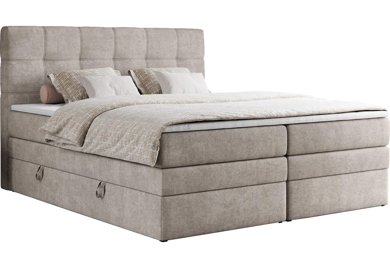 Łóżko kontynentalne ERNI KING 200x200 - H3 - beżowy, struktura