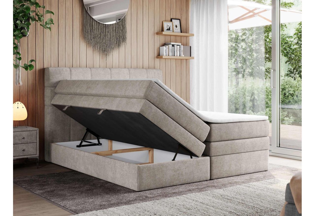 Łóżko kontynentalne ERNI KING 200x200 - H3 - beżowy, struktura