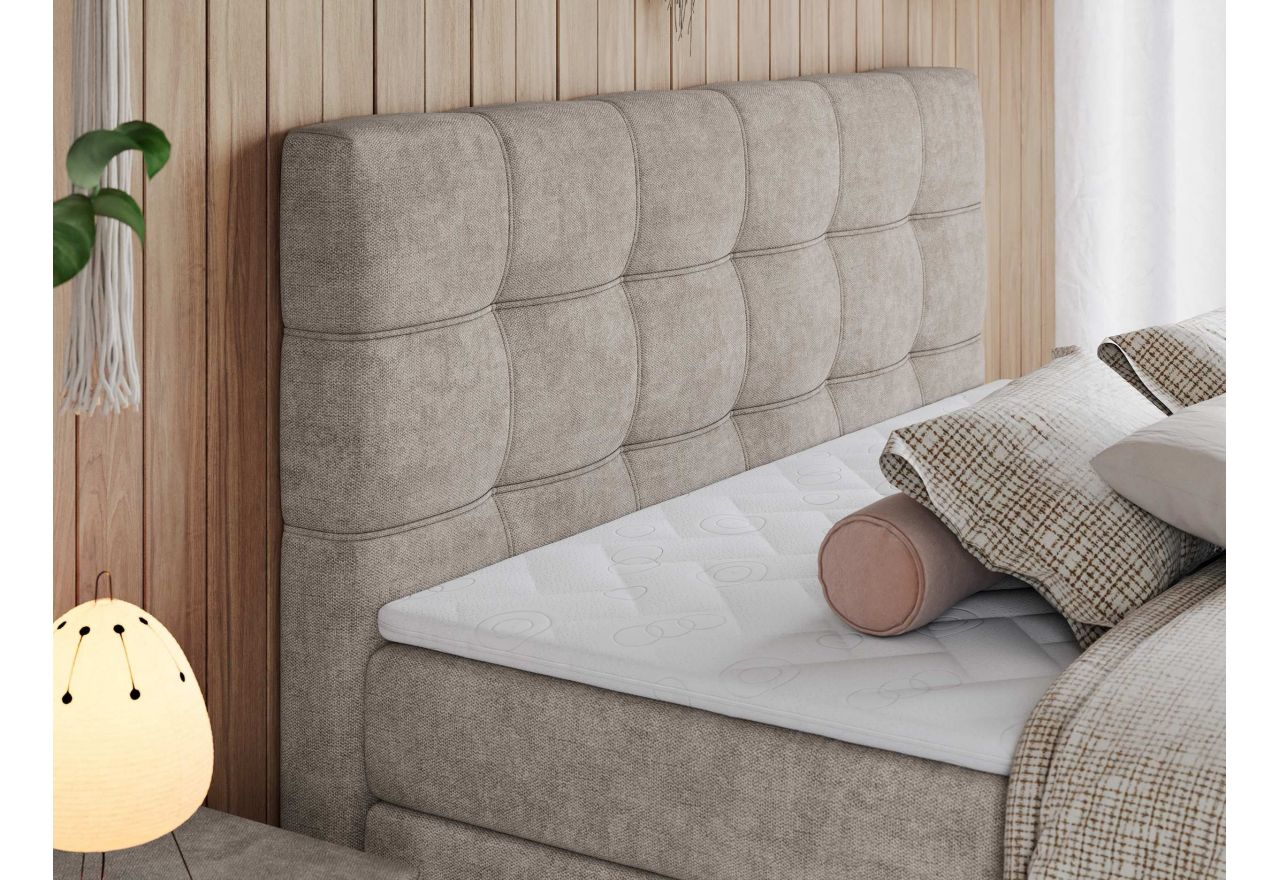 Łóżko kontynentalne ERNI KING 200x200 - H3 - beżowy, struktura