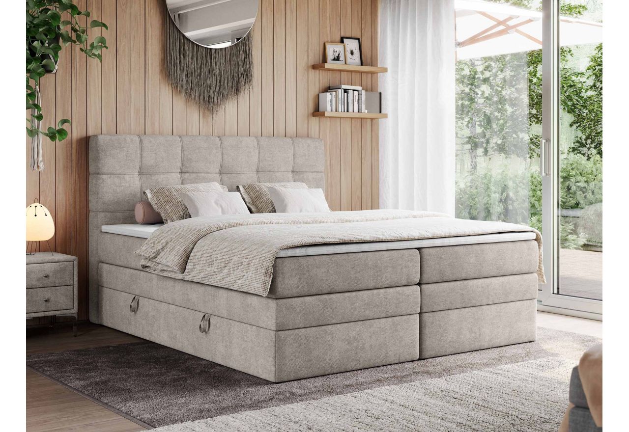 Łóżko kontynentalne ERNI KING 120x200 - H4 - beżowy, struktura