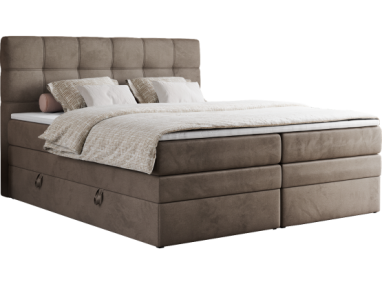 Łóżko kontynentalne ERNI KING 140x200 - H3 - brązowy, welwet