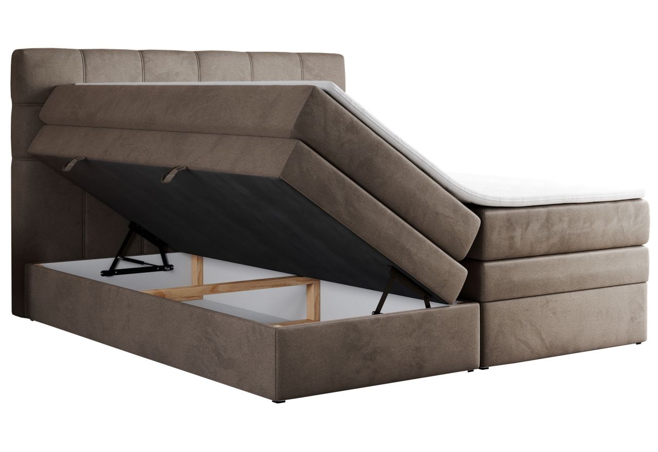 Łóżko kontynentalne ERNI KING 140x200 - H3 - brązowy, welwet