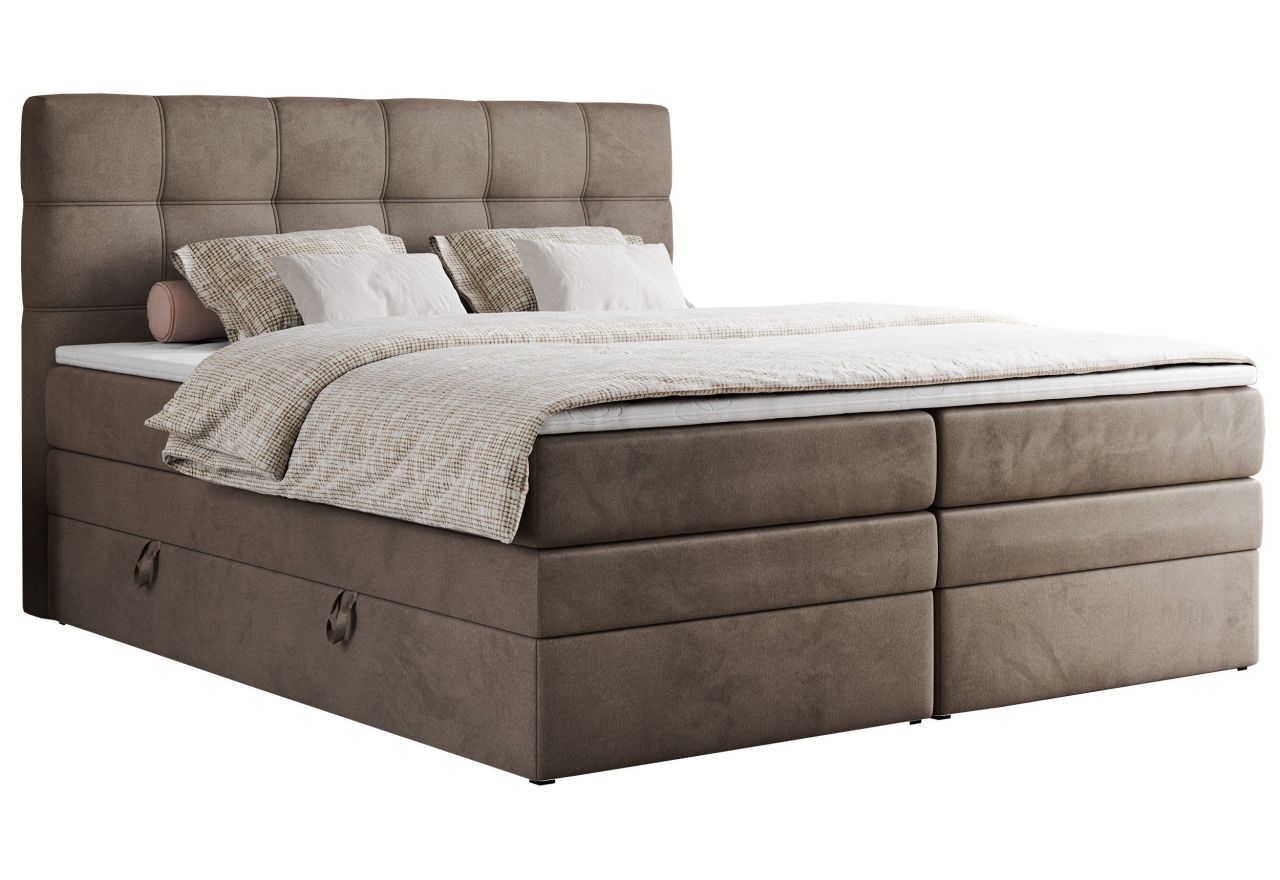 Łóżko kontynentalne ERNI KING 180x200 - H3 - brązowy, welwet