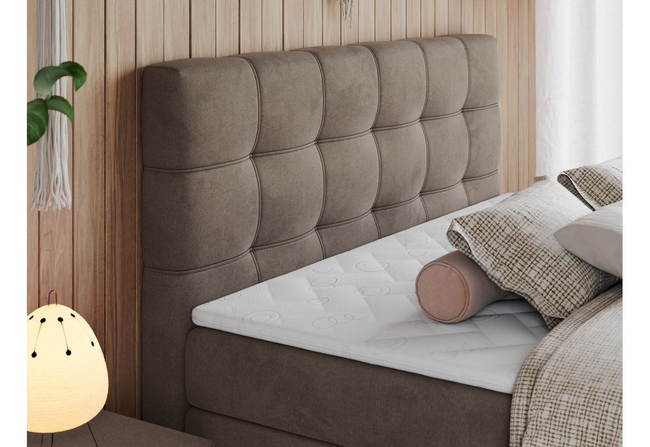 Łóżko kontynentalne ERNI KING 200x200 - H3 - brązowy, welwet