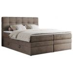 Łóżko kontynentalne ERNI KING 200x200 - H3 - brązowy, welwet