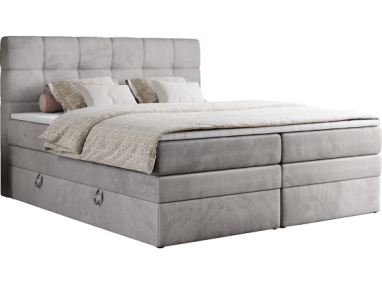 Łóżko kontynentalne ERNI KING 120x200 - H3 - jasnoszary, welwet