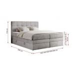 Łóżko kontynentalne ERNI KING 120x200 - H3 - jasnoszary, welwet