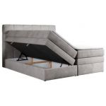 Łóżko kontynentalne ERNI KING 160x200 - H3 - jasnoszary, welwet