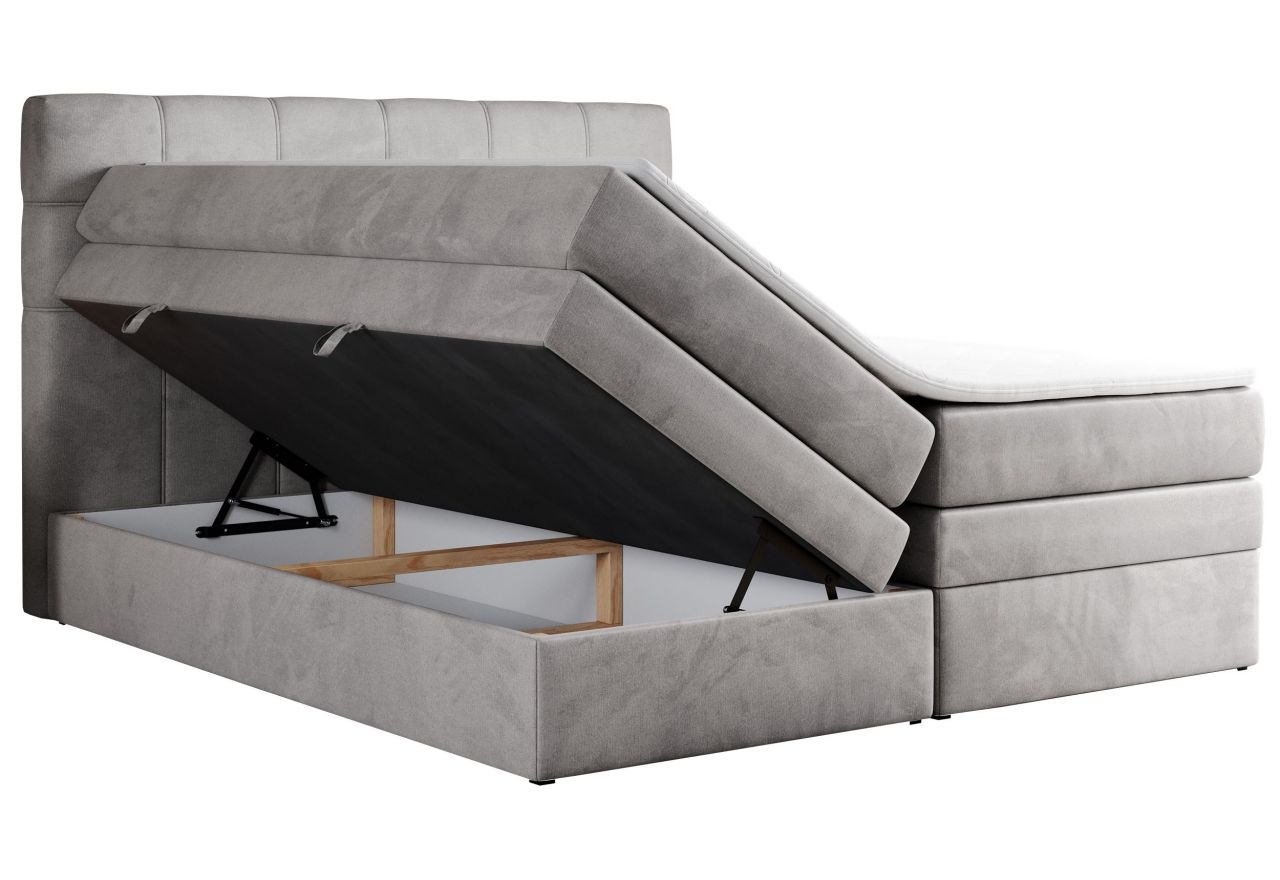 Łóżko kontynentalne ERNI KING 200x200 - H3 - jasnoszary, welwet