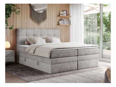 Łóżko kontynentalne ERNI KING 120x200 - H4 - jasnoszary, welwet