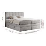 Łóżko kontynentalne ERNI KING 120x200 - H4 - jasnoszary, welwet