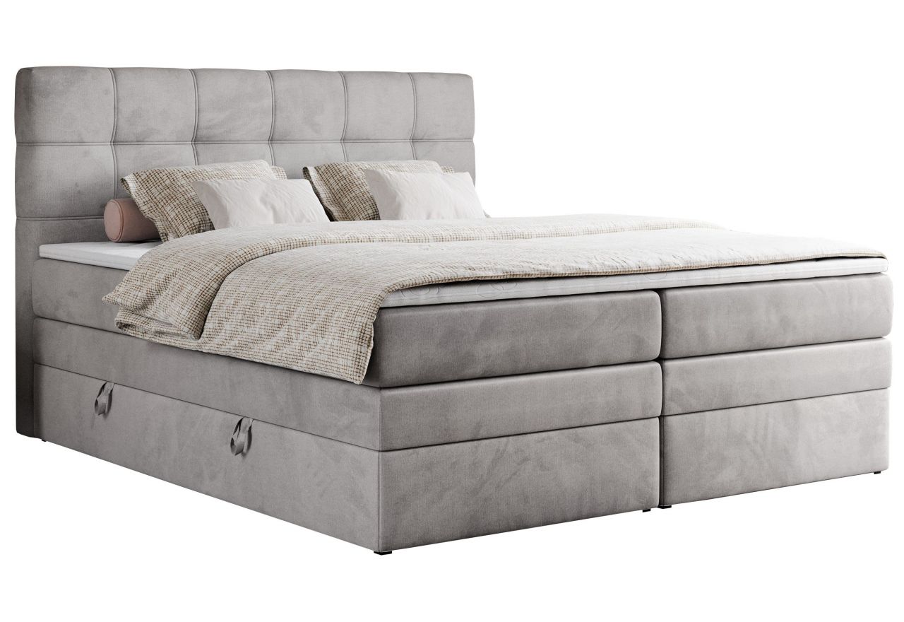 Łóżko kontynentalne ERNI KING 120x200 - H4 - jasnoszary, welwet