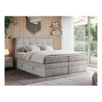 Łóżko kontynentalne ERNI KING 160x200 - H4 - jasnoszary, welwet