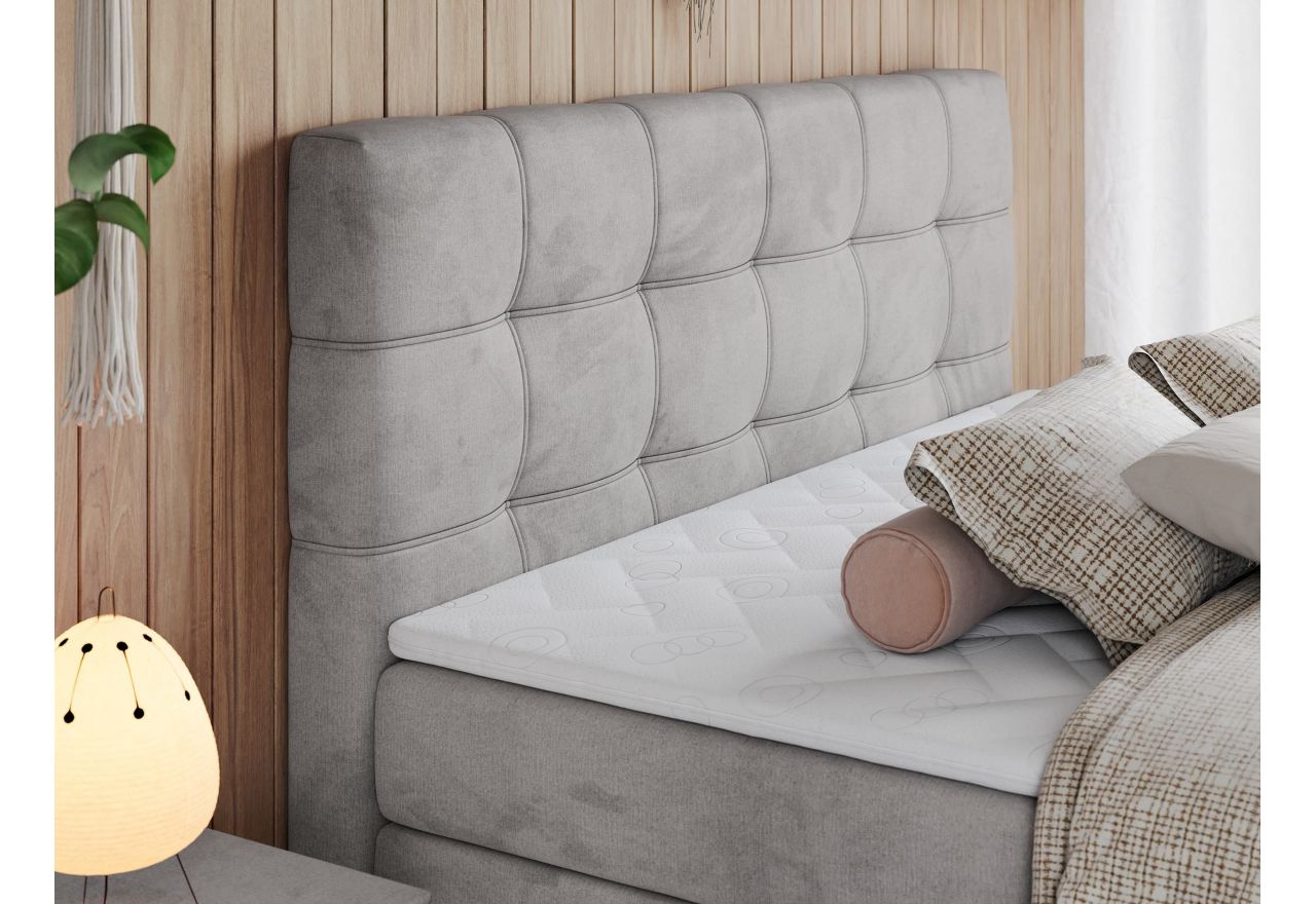 Łóżko kontynentalne ERNI KING 180x200 - H4 - jasnoszary, welwet