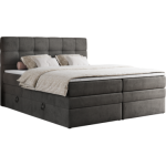 Łóżko kontynentalne ERNI KING 120x200 - H3 - ciemnoszary, welwet