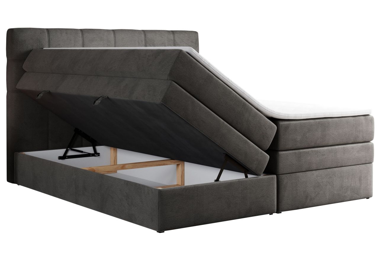 Łóżko kontynentalne ERNI KING 120x200 - H3 - ciemnoszary, welwet