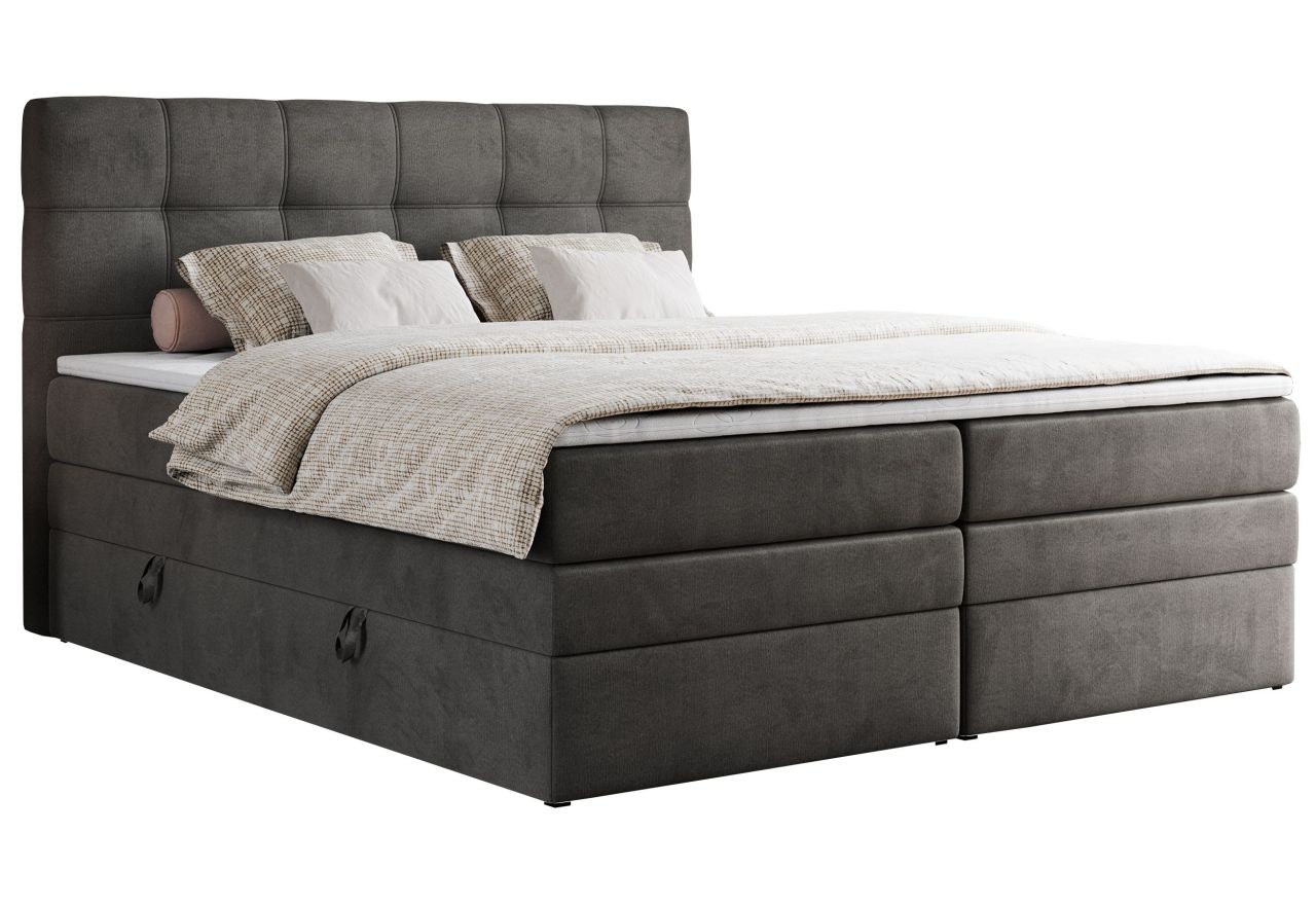 Łóżko kontynentalne ERNI KING 160x200 - H3 - ciemnoszary, welwet