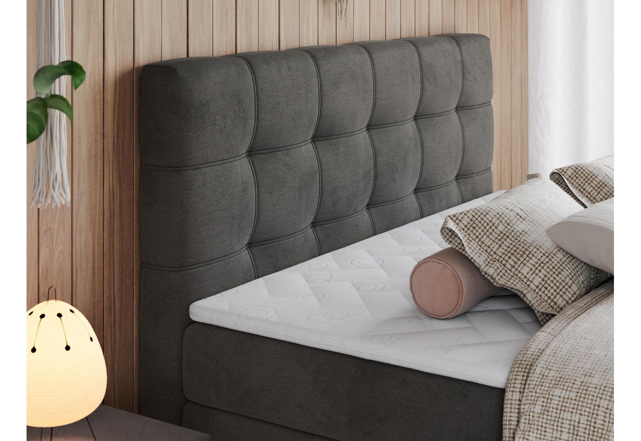 Łóżko kontynentalne ERNI KING 180x200 - H3 - ciemnoszary, welwet