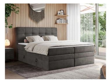 Łóżko kontynentalne ERNI KING 200x200 - H3 - ciemnoszary, welwet