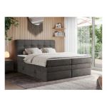 Łóżko kontynentalne ERNI KING 200x200 - H3 - ciemnoszary, welwet