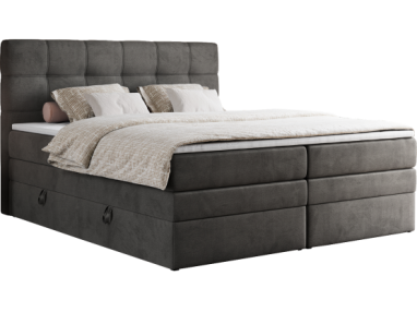 Łóżko kontynentalne ERNI KING 160x200 - H4 - ciemnoszary, welwet