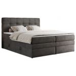 Łóżko kontynentalne ERNI KING 160x200 - H4 - ciemnoszary, welwet