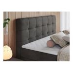 Łóżko kontynentalne ERNI KING 200x200 - H4 - ciemnoszary, welwet