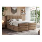 Łóżko kontynentalne ERNI KING 140x200 - H3 - brązowy, ekoskóra