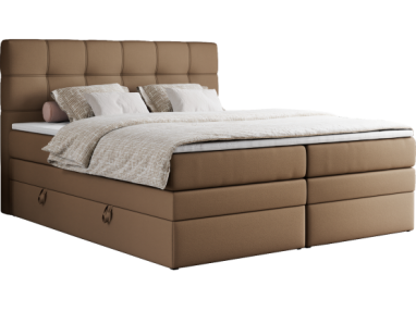 Łóżko kontynentalne ERNI KING 160x200 - H3 - brązowy, ekoskóra