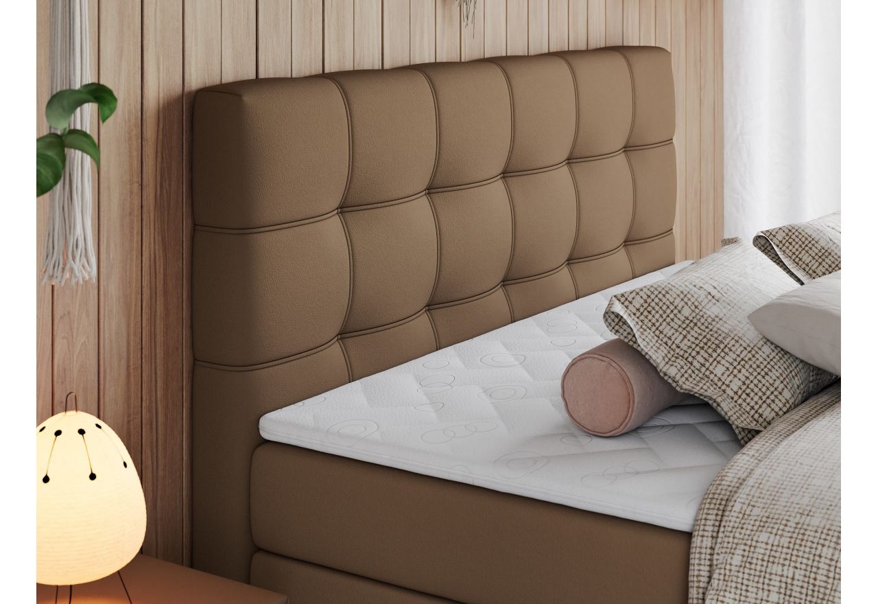 Łóżko kontynentalne ERNI KING 180x200 - H3 - brązowy, ekoskóra