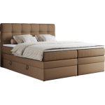 Łóżko kontynentalne ERNI KING 200x200 - H3 - brązowy, ekoskóra