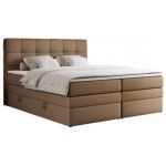 Łóżko kontynentalne ERNI KING 120x200 - H4 - brązowy, ekoskóra