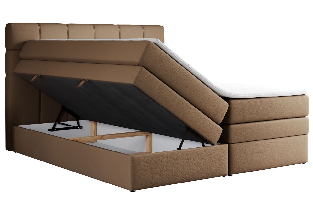 Łóżko kontynentalne ERNI KING 140x200 - H4 - brązowy, ekoskóra