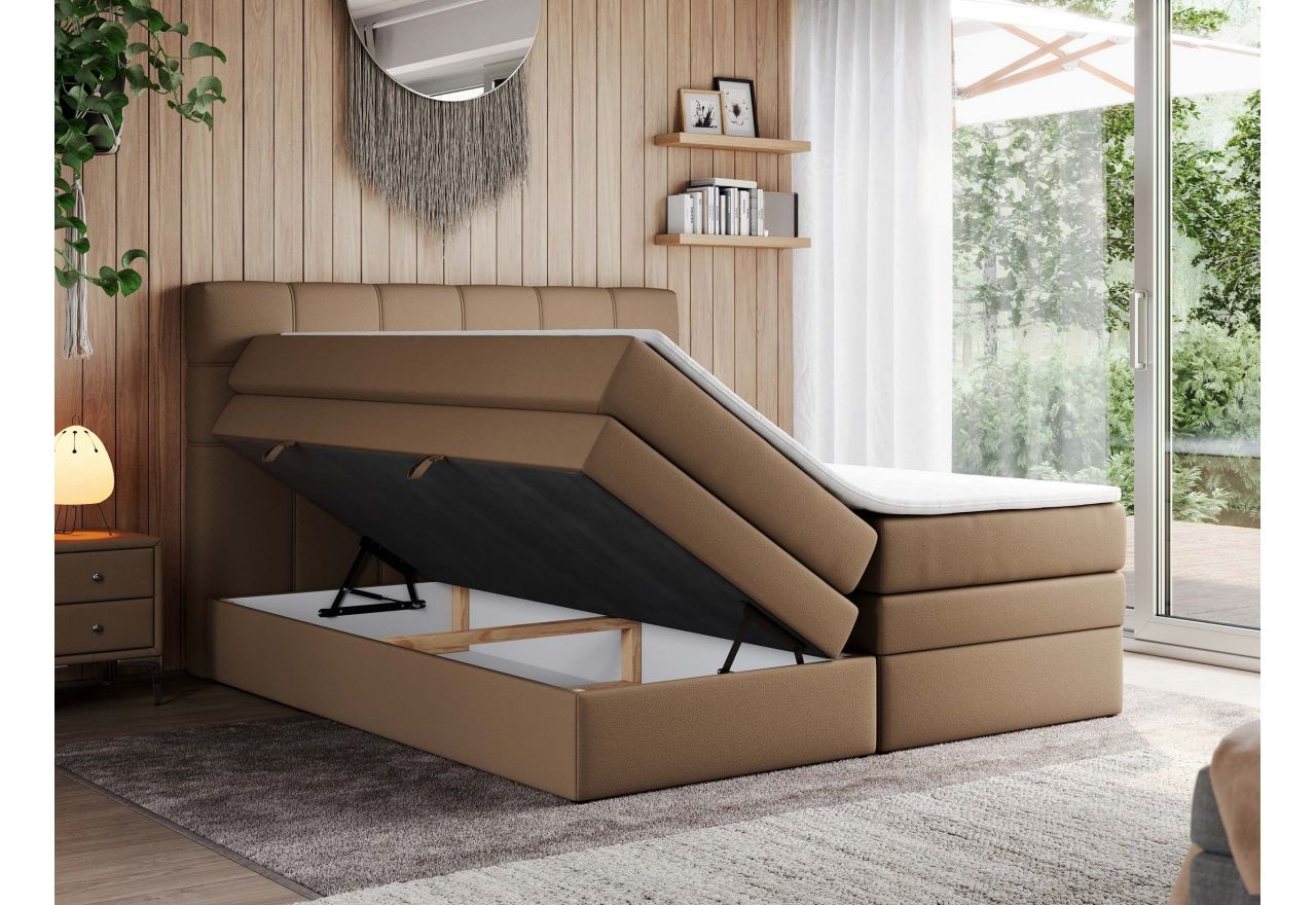 Łóżko kontynentalne ERNI KING 180x200 - H4 - brązowy, ekoskóra