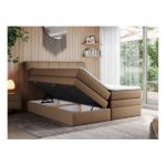 Łóżko kontynentalne ERNI KING 180x200 - H4 - brązowy, ekoskóra