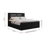 Łóżko kontynentalne GOLD 5 120x200 - H3 - czarny, ekoskóra