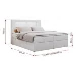 Łóżko kontynentalne GOLD 5 160x200 - H3 - biały, ekoskóra